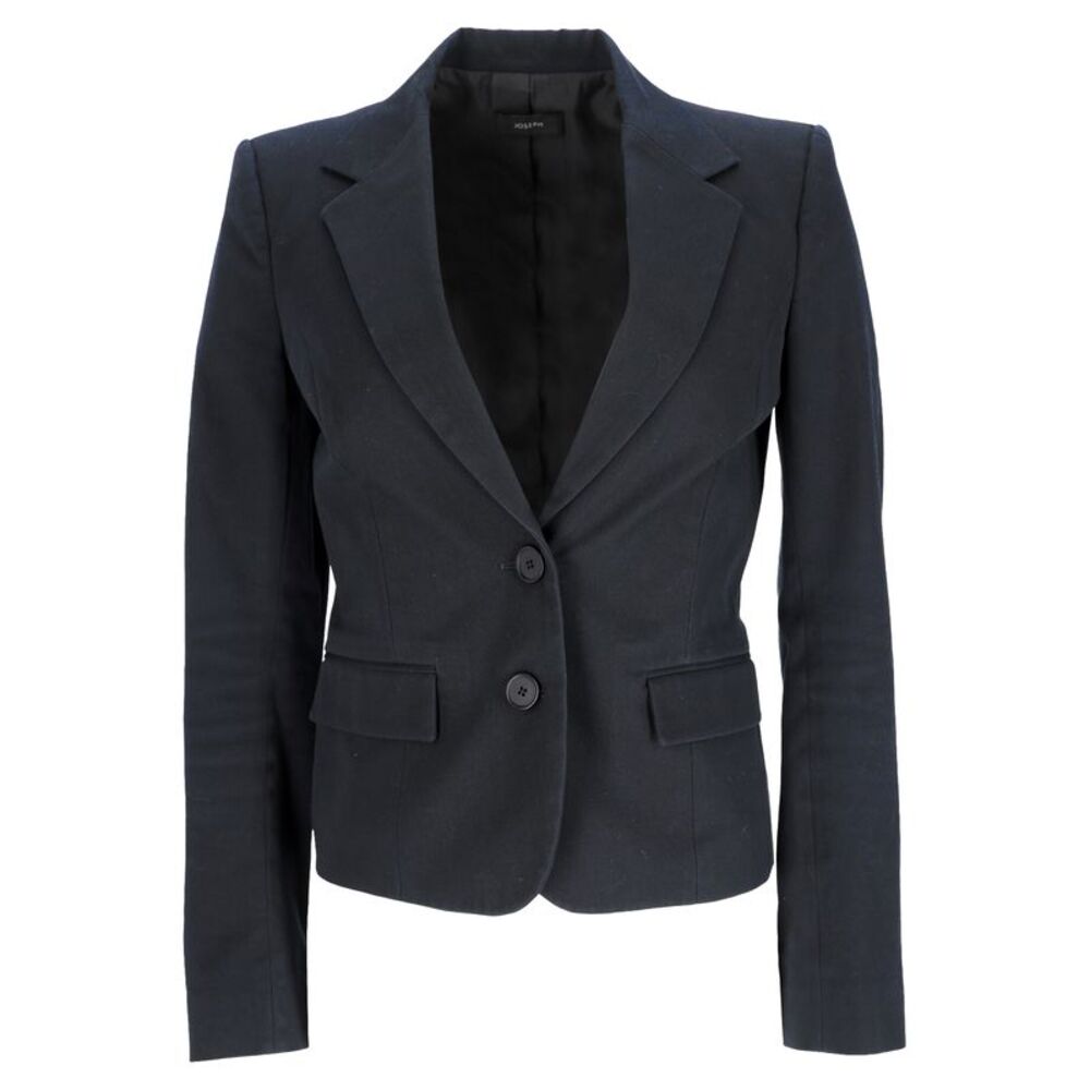 Joseph Single-Breasted Blazer with Pockets in Navy Blue Cotton